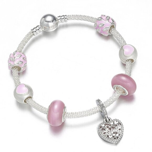 Pink heart-shaped pendant bracelet - Picture 5 of 5